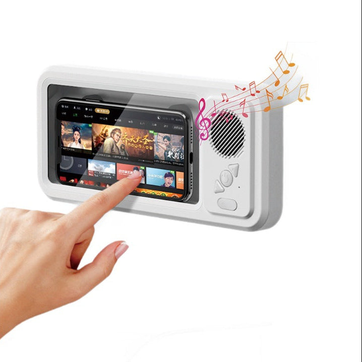 Waterproof Mobile Phone Box with a hand interacting, set against a white background